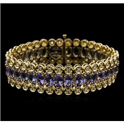 14KT Yellow Gold 20.84ctw Tanzanite and Diamond Bracelet