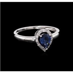 0.69ct Blue Sapphire and Diamond Ring - 14KT White Gold