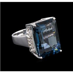 29.63ct Blue Topaz and Diamond Ring - 14KT White Gold