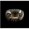 Image 2 : 2.00ct Smoky Quartz, Topaz and Diamond Ring - 14KT Yellow Gold