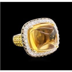 14.58ct Citrine, Yellow Sapphire and Diamond Ring - 14KT Yellow Gold