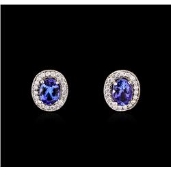 2.40ctw Tanzanite and Diamond Earrings - 14KT White Gold