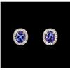Image 1 : 2.40ctw Tanzanite and Diamond Earrings - 14KT White Gold