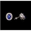 Image 2 : 2.40ctw Tanzanite and Diamond Earrings - 14KT White Gold