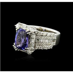 14KT White Gold 3.92ct Tanzanite and Diamond Ring