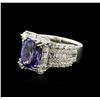 Image 1 : 14KT White Gold 3.92ct Tanzanite and Diamond Ring