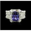 Image 2 : 14KT White Gold 3.92ct Tanzanite and Diamond Ring