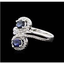 14KT White Gold 0.92ct Sapphire and Diamond Ring