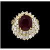 Image 2 : 14KT Yellow Gold 6.78ct Ruby and Diamond Ring