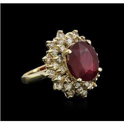 14KT Yellow Gold 6.54ct Ruby and Diamond Ring