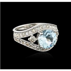 14KT White Gold 2.18ct Topaz and Diamond Ring