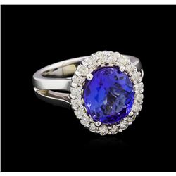 4.28ct Tanzanite and Diamond Ring - 14KT White Gold