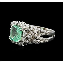 14KT White Gold 2.31ct Emerald and Diamond Ring