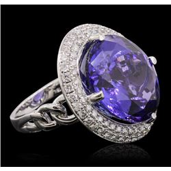 18KT White Gold GIA Certified 30.19ct Tanzanite and Diamond Ring