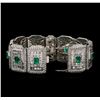 Image 2 : Platinum GIA Certified 9.37ctw Emerald and Diamond Bracelet