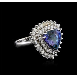 5.38ct Tanzanite and Diamond Ring - 14KT White Gold