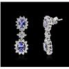 Image 2 : 14KT Two-Tone Gold 1.76ctw Tanzanite and Diamond Earrings