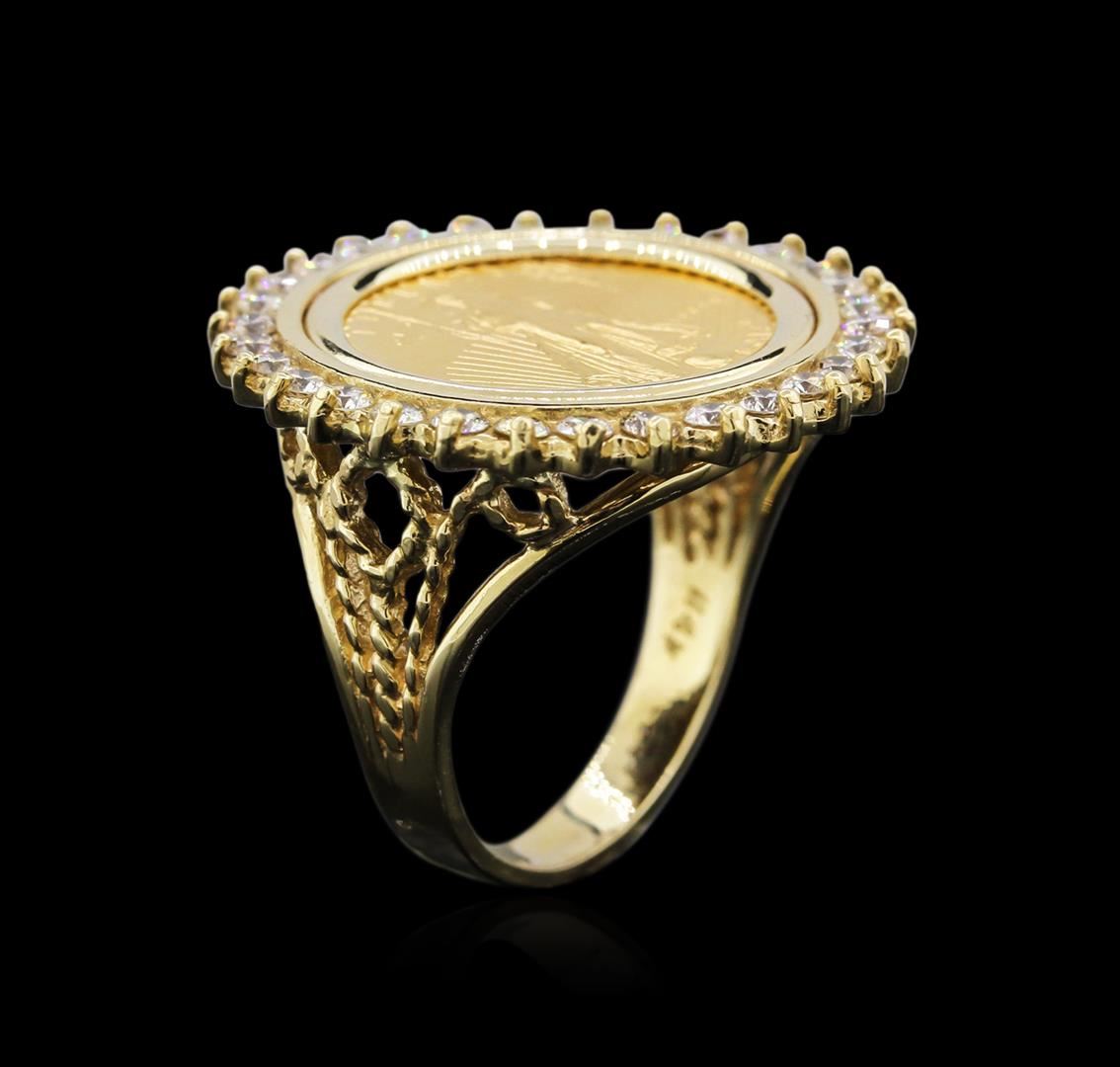 14KT Yellow Gold 0.37ctw Diamond Coin Ring