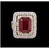 Image 1 : 9.26ct Ruby and Diamond Ring - 14KT Yellow Gold