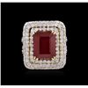 Image 2 : 9.26ct Ruby and Diamond Ring - 14KT Yellow Gold