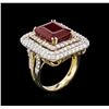 Image 3 : 9.26ct Ruby and Diamond Ring - 14KT Yellow Gold