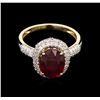 Image 2 : 4.01ct Ruby and Diamond Ring - 14KT Yellow Gold