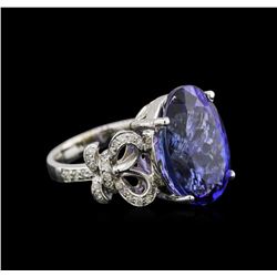 12.47ct Tanzanite and Diamond Ring - 14KT White Gold