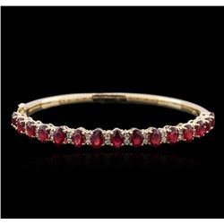 14KT Yellow Gold 7.95ctw Rubies and Diamond Bangle Bracelet