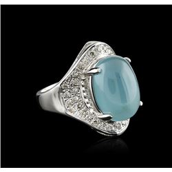 14KT White Gold 9.31ct Aquamarine and Diamond Ring