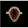 Image 2 : 7.30ct Ruby and Diamond Ring - 14KT Yellow Gold