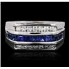 Image 2 : 14KT White Gold 1.00ctw Sapphire and Diamond Ring