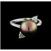 Image 2 : Pearl and Diamond Ring - 14KT White Gold