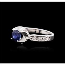 14KT White Gold 1.09ct Sapphire and Diamond Ring