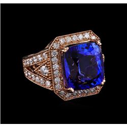 15.80ct Tanzanite and Diamond Ring - 14KT Rose Gold