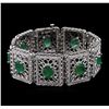 Image 1 : 14KT White Gold 12.42ctw Emerald and Diamond Bracelet