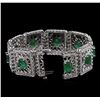 Image 3 : 14KT White Gold 12.42ctw Emerald and Diamond Bracelet