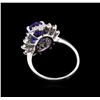 Image 3 : 3.57ct Tanzanite and Diamond Ring - 14KT White Gold