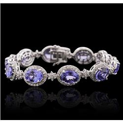 14KT White Gold 21.00ctw Tanzanite and Diamond Bracelet