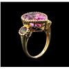 Image 3 : 9.86cts Pink Zircon and Mystic Topaz Ring - 14KT Yellow Gold