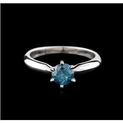 14KT White Gold 0.67ct Round Cut Fancy Blue Diamond Solitaire Ring