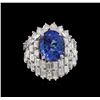 Image 2 : 14KT White Gold 6.74ct Tanzanite and Diamond Ring