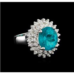 4.64ct Paraiba Tourmaline and Diamond Ring - 14KT White Gold