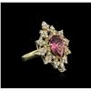 Image 2 : 14KT Yellow Gold 3.57ct Tourmaline and Diamond Ring