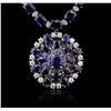 Image 2 : 14KT White Gold 47.29ctw Sapphire and Diamond Necklace