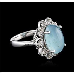 14KT White Gold 8.16ct Aquamarine and Diamond Ring