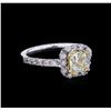 Image 1 : 1.54ctw Fancy Light Yellow Diamond Ring - 14KT Two-Tone Gold