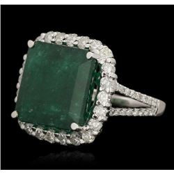 14KT White Gold 8.51ct Emerald and Diamond Ring