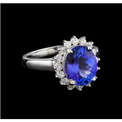 3.28ct Tanzanite and Diamond Ring - 14KT White Gold