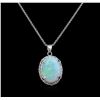 Image 2 : 8.63ct Opal and Diamond Pendant - 14KT White Gold