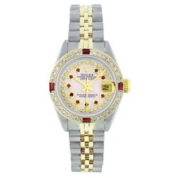 Rolex Two-Tone Diamond and Ruby DateJust Ladies Watch